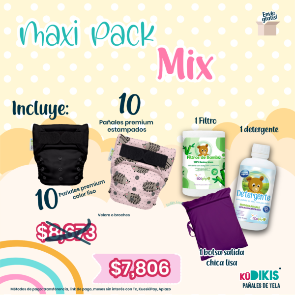 Maxi Pack Mix Pañales Ecológicos